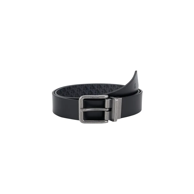 CALVIN KLEIN Split Cow Leather Belts Men's Space Black/Antique Silver Width 3.5cm