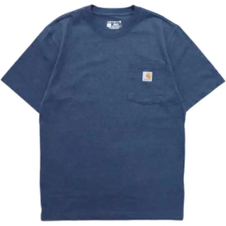 Carhartt T Shirts Men's Dark Blue Crew Neck Moderate Straight Fit