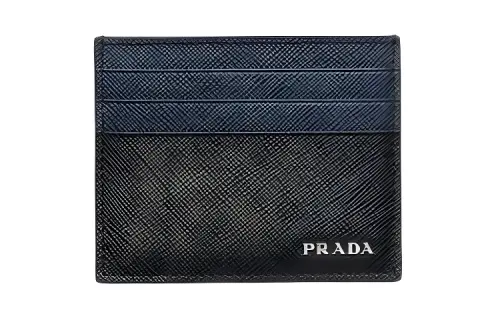 PRADA Saffiano Leather Card Holder Men's Black