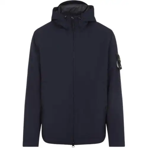 STONE ISLAND Logo Patch Zip Up Hooded Jacket