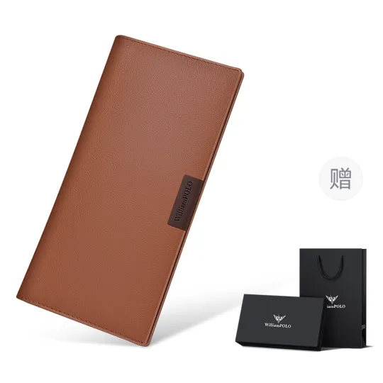 WilliamPOLO Top Grain Cow Leather, Genuine Leather Long Wallet Suit Clip Men's