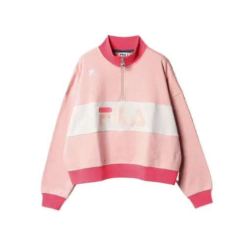 FILA Sweatshirts Women's Pink Stand Collar Moderate