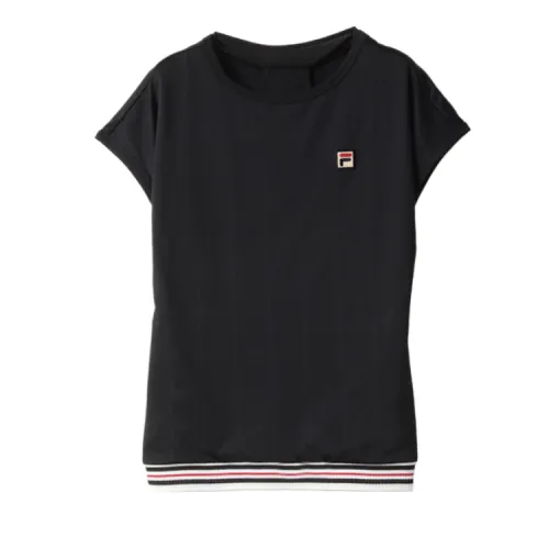 FILA T Shirts Women's Black Crew Neck Moderate Straight Fit