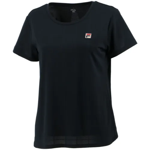 FILA T Shirts Women's Black U Neck Moderate