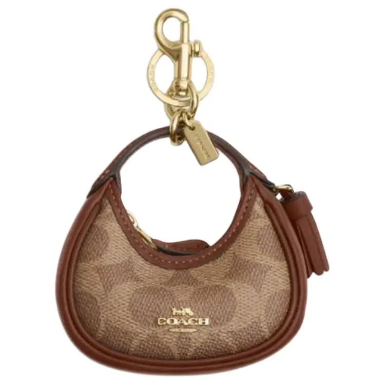 COACH PVC, Polyester, Cow Leather, Faux Gold, Leather, Canvas Keychains Unisex Brown