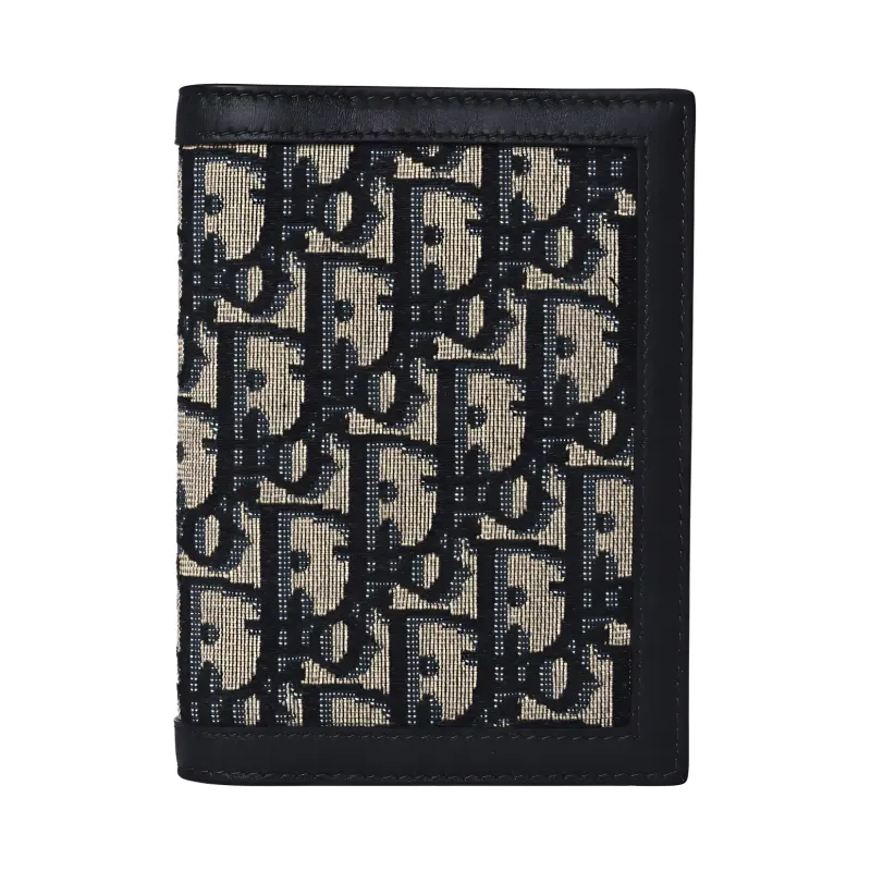 DIOR Canvas With Leather Card Holder With Passport Holder Unisex Black