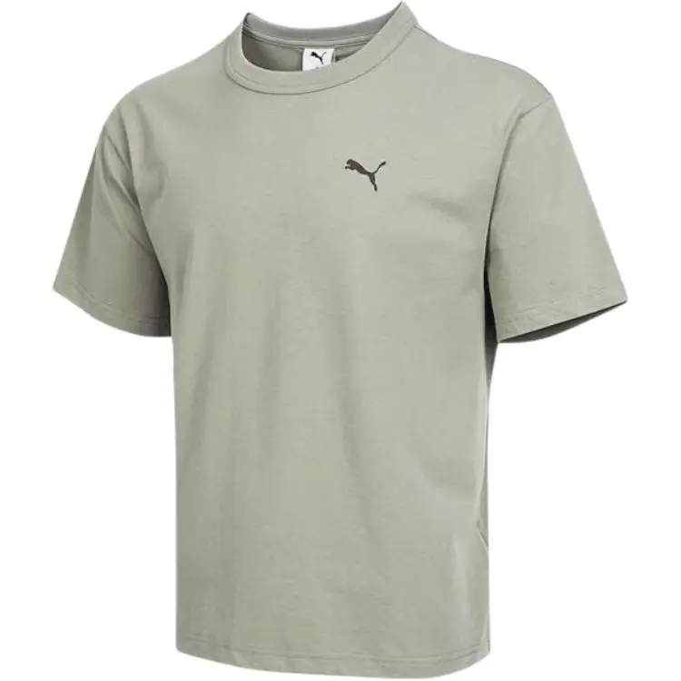 PUMA T-Shirts Men's Light Green Crew Neck Moderate