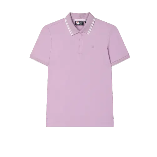 FILA WHITE Polo Shirts Women's Dream Rain Purple VT Polo Collar Moderate Straight Fit