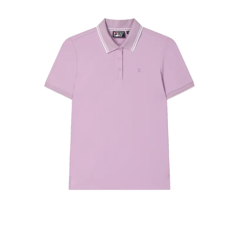 FILA WHITE Polo Shirts Women's Dream Rain Purple VT Polo Collar Moderate Straight Fit