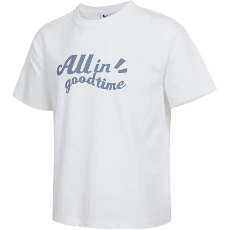PUMA T-Shirts Unisex White Crew Neck Moderate