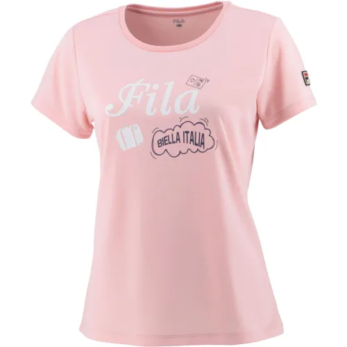 FILA T Shirts Women's Pink Crew Neck Moderate Straight Fit