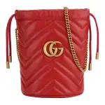 GUCCI GG Marmont Bucket Bag Mini Hibiscus Red