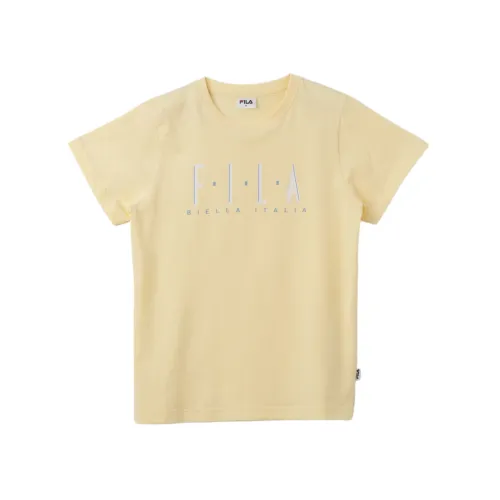 FILA T Shirts Women's Light Yellow Crew Neck Moderate