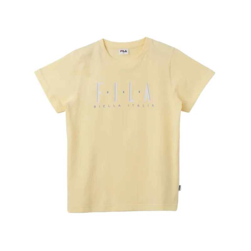 FILA T Shirts Women's Light Yellow Crew Neck Moderate