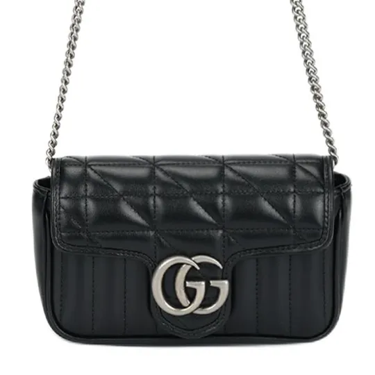 GUCCI GG Marmont Quilted Leather Shoulder Bag, Crossbody Bag Extra Mini Women's Black