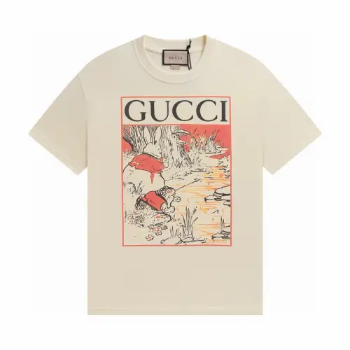 GUCCI T Shirts Unisex Fishing Bunny Crew Neck Thin Straight Fit