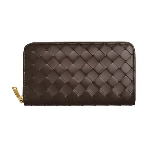 Bottega Veneta Intrecciato Sheepskin Wallet Women's Dark Chocolate