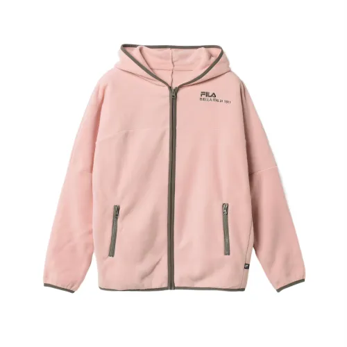 FILA Velvet Jackets Women's Pink Hooded Moderate
