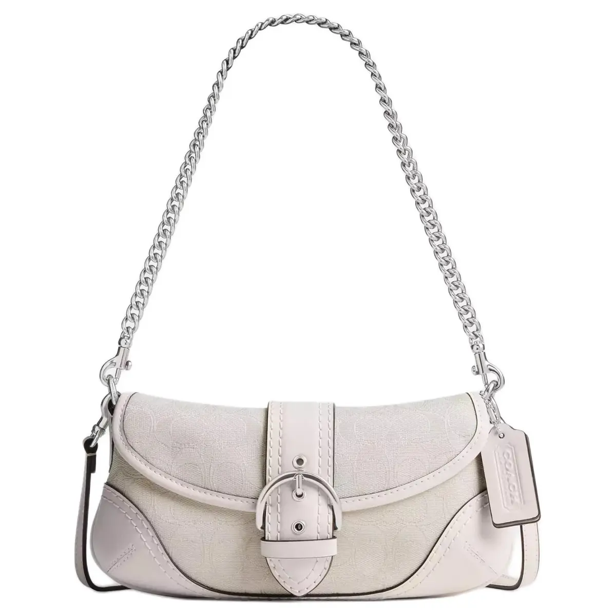 COACH Soho Coated Canvas With Leather Shoulder Bag Medium Women's White
