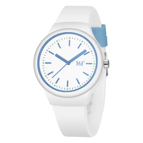 361° Silicone trend quartz watch strap for men and women, white universal waterproof dial, for teenagers, quartz mechanism