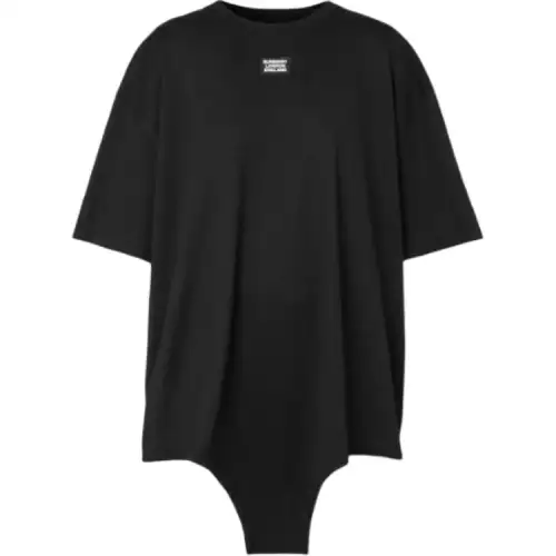 Burberry T Shirts Women's Black Crew Neck Moderate Straight Fit