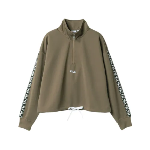 FILA Sweatshirts Women's Brown Stand Collar Moderate