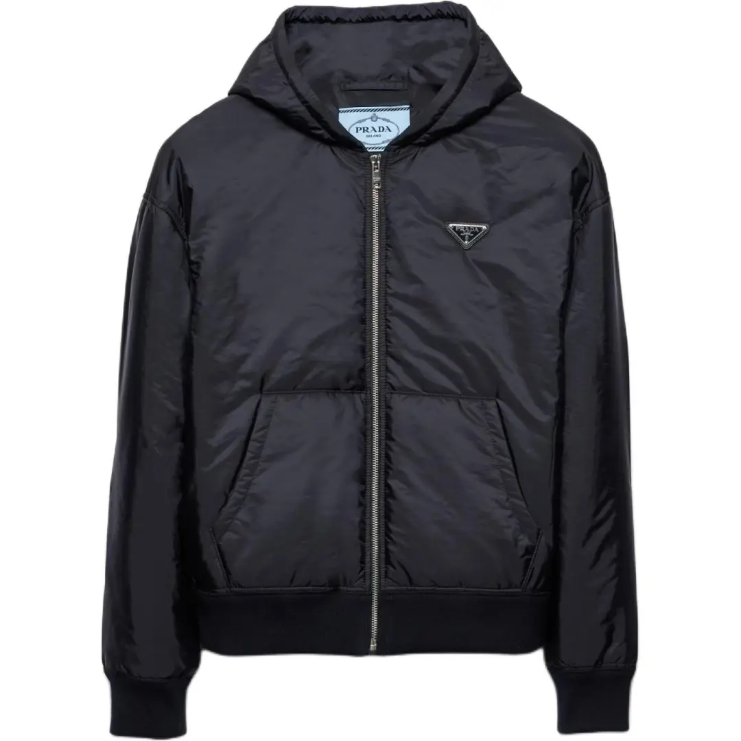 PRADA Down Jackets Men's Blue Hooded Moderate Other