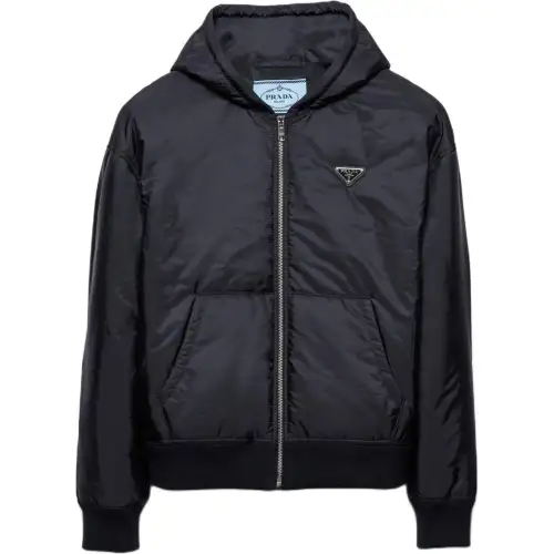 PRADA Down Jackets Men's Blue Hooded Moderate Other