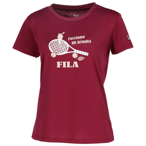 FILA T Shirts Women's Red Crew Neck Moderate Straight Fit