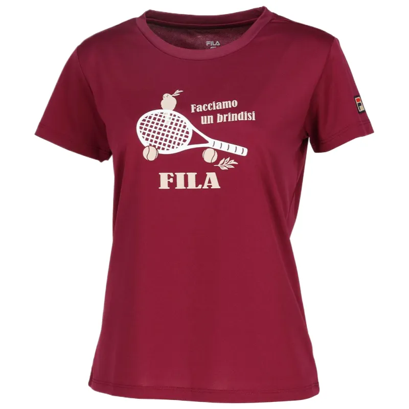 FILA T Shirts Women's Red Crew Neck Moderate Straight Fit