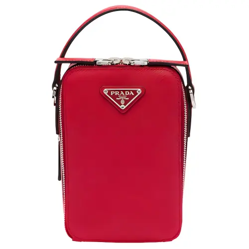 PRADA Leather Crossbody Handbag Men's Red