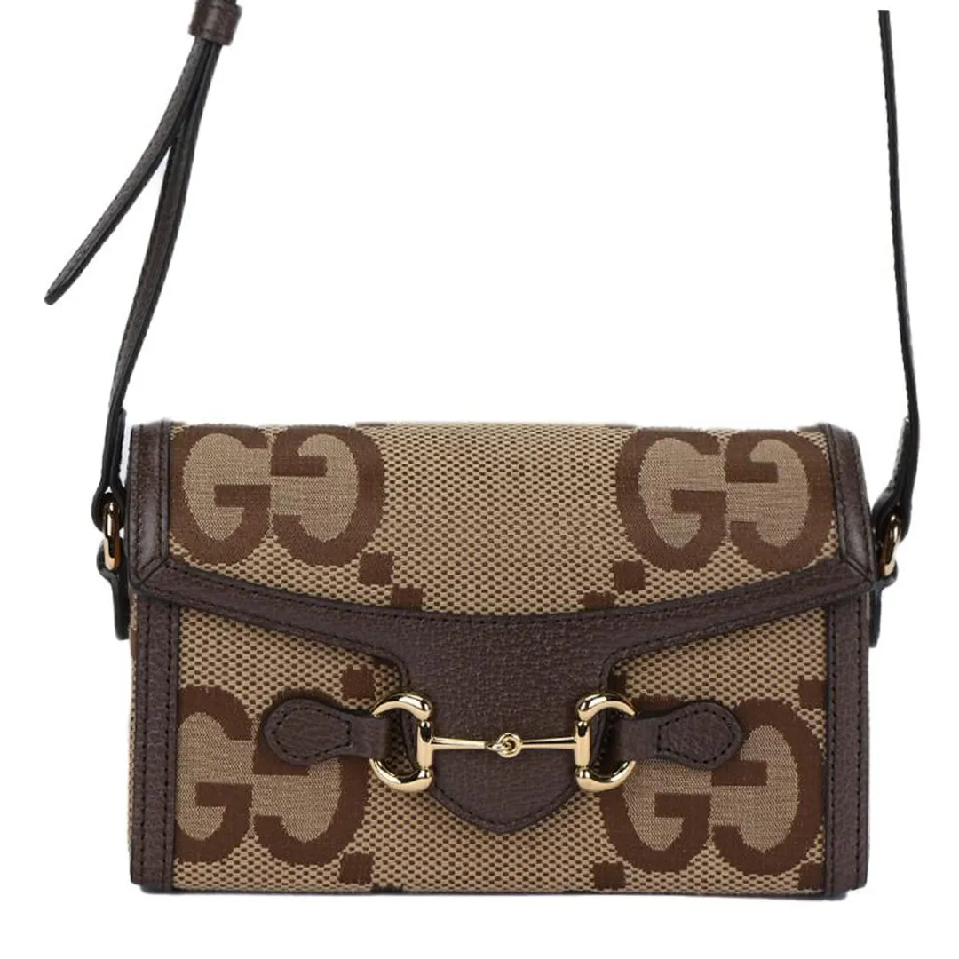 GUCCI Horsebit 1955 Canvas With Leather Binding Box Bag Shoulder Bag, Crossbody Bag Mini Unisex