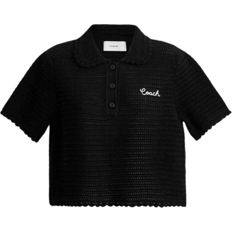 COACH Polo Shirts Women's Black Polo Collar Moderate Other