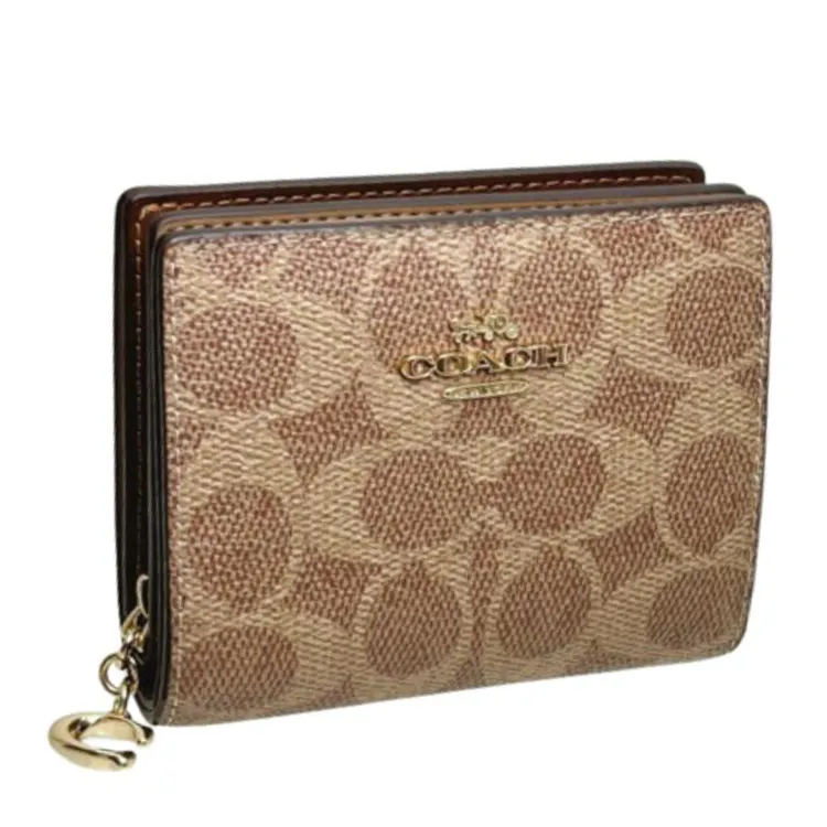 COACH Coated Canvas Wallet Women's Tan