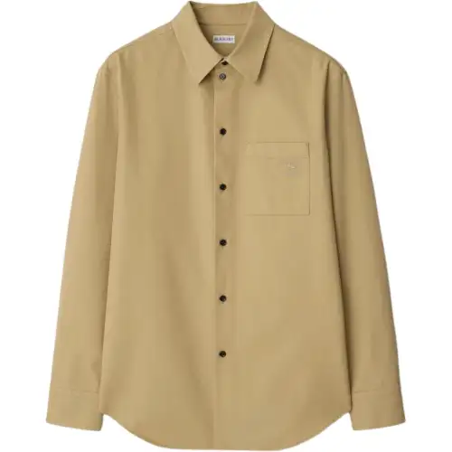 Burberry Shirts Men's Brown Turndown Pointed Collar Moderate Straight Fit