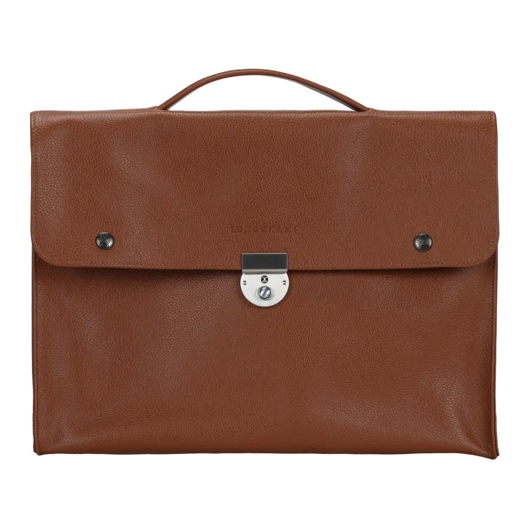 LONGCHAMP Cow Leather Briefcase, Handbag Small Unisex Honey