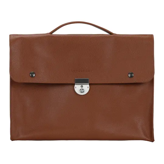 LONGCHAMP Cow Leather Briefcase, Handbag Small Unisex Honey