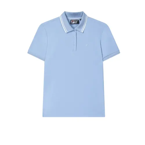 FILA WHITE Polo Shirts Women's Bell Blue LB Polo Collar Moderate Straight Fit