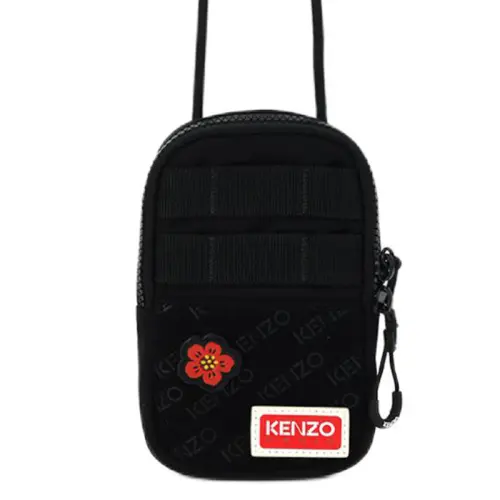 KENZO Nylon Shoulder Bag, Crossbody Bag Cell Phone Pouch Men's Black