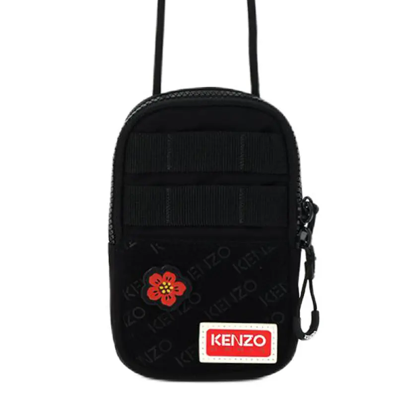 KENZO Nylon Shoulder Bag, Crossbody Bag Cell Phone Pouch Men's Black