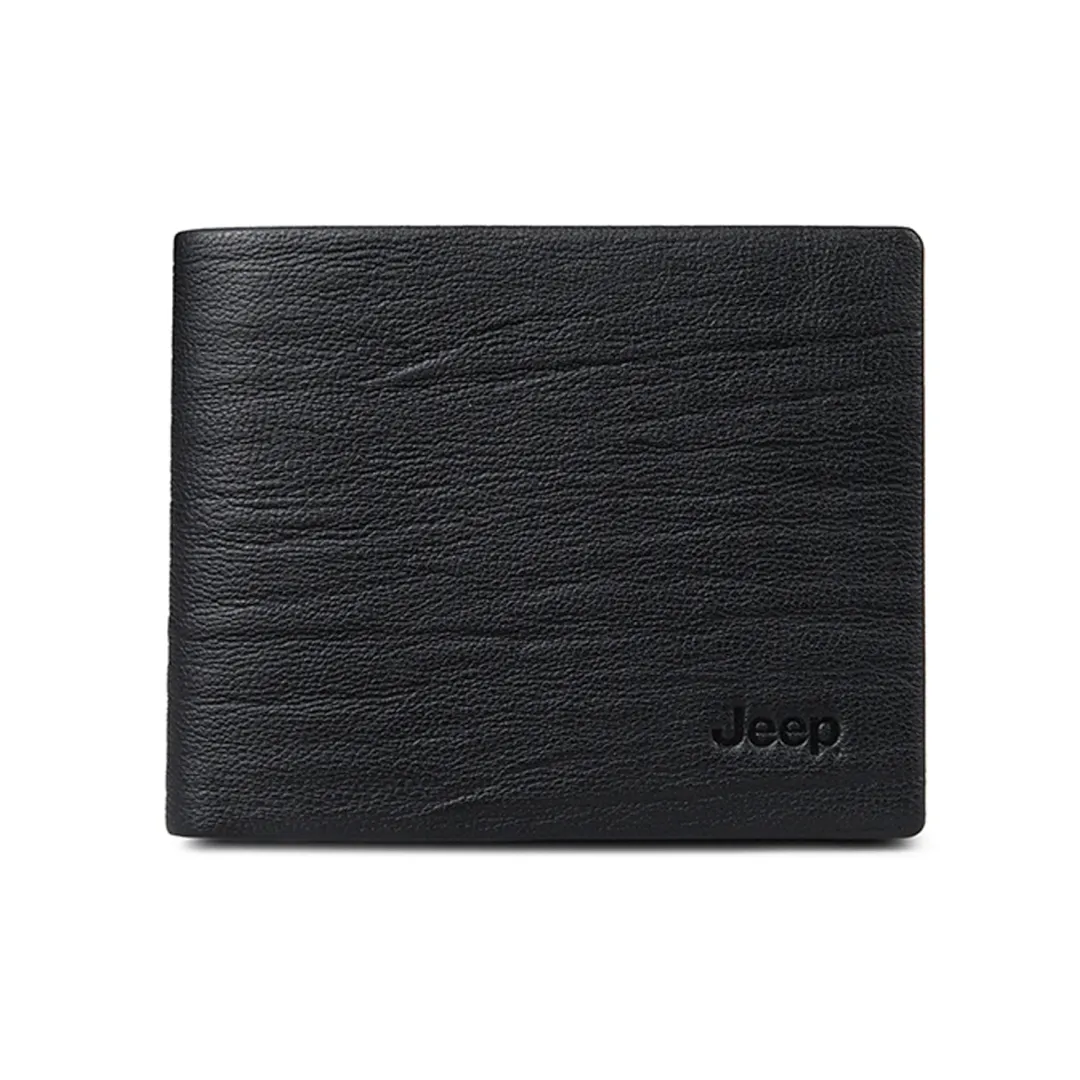 Jeep Genuine Leather Soft Cow Leather Coin Purse Wallet Men's Black