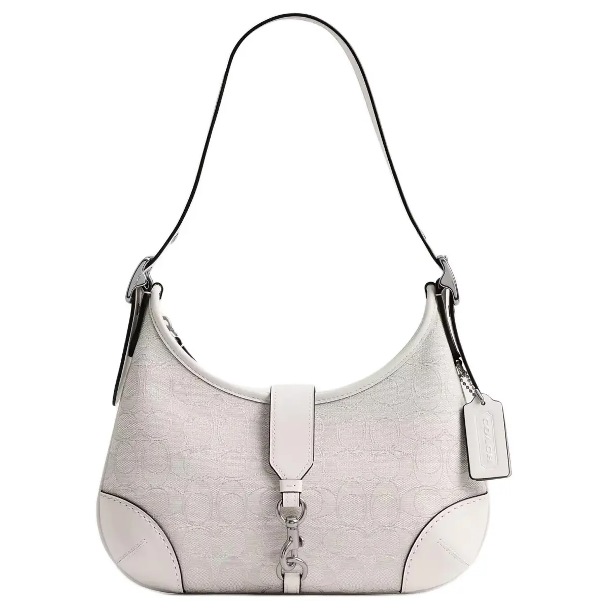 COACH Hamptons Recycled Polyester Handbag, Shoulder Bag Medium Women's White