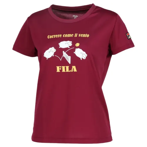 FILA T Shirts Women's Burgundy Crew Neck Moderate