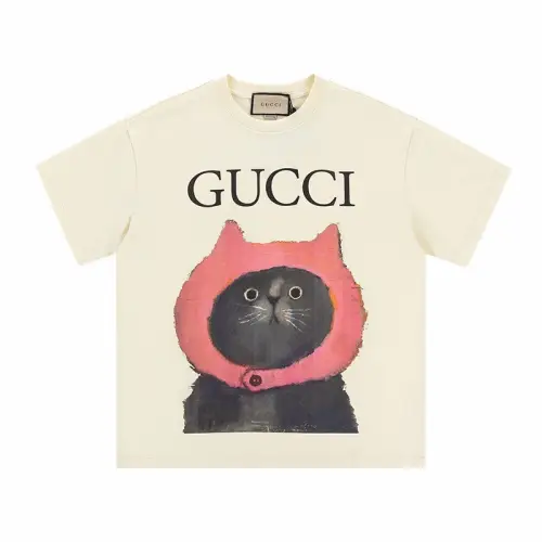GUCCI T Shirts Unisex Beige Crew Neck Thin