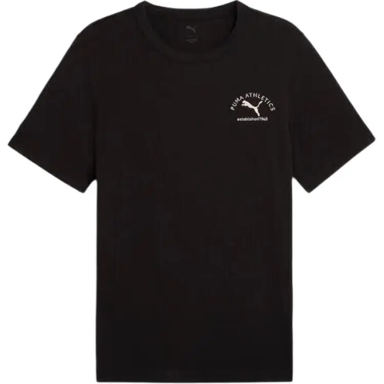 PUMA ESSENTIALS T-Shirts Men's Black Crew Neck Moderate