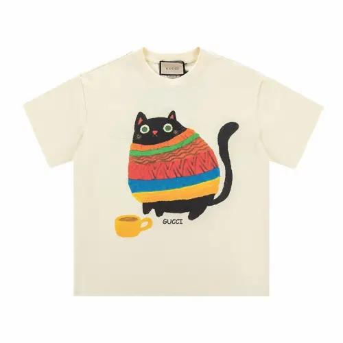 GUCCI T Shirts Unisex Sweater Cat Crew Neck Thin Straight Fit
