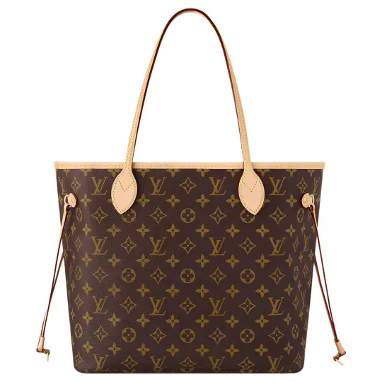 LOUIS VUITTON NEVERFULL MM холст с цветным покрытием для пресбиопии с отделкой из воловьей кожи Большая сумка Большая сумка для покупок Сумка через плечо среднего размера женская коричневая