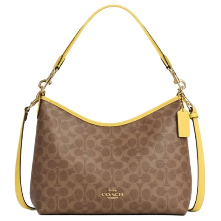 COACH Laurel Coated Canvas Crossbody Bag, Shoulder Bag Large Women's Brown & Yellow