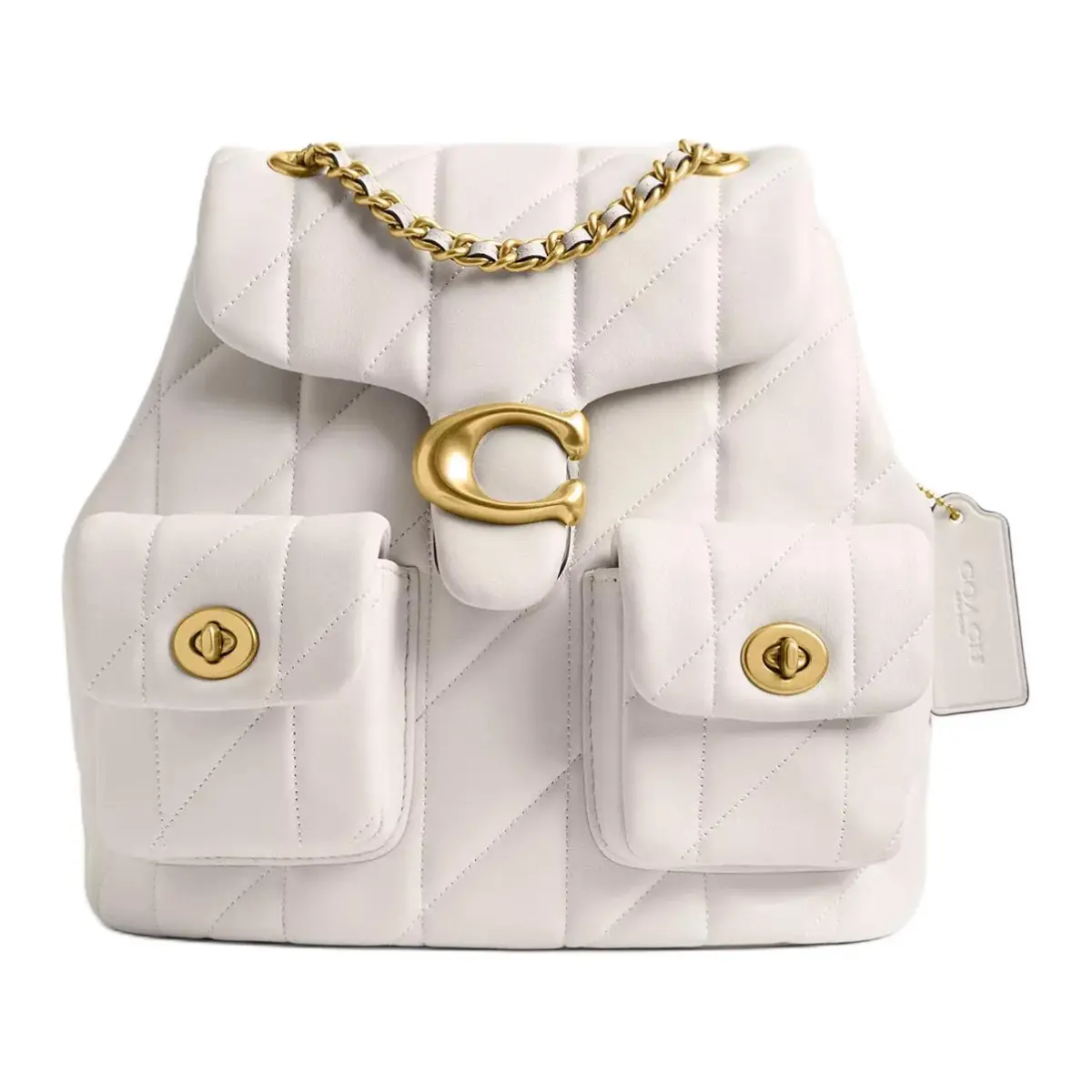 COACH Tabby Quilting Sheepskin Backpack Small Women's Chalk White