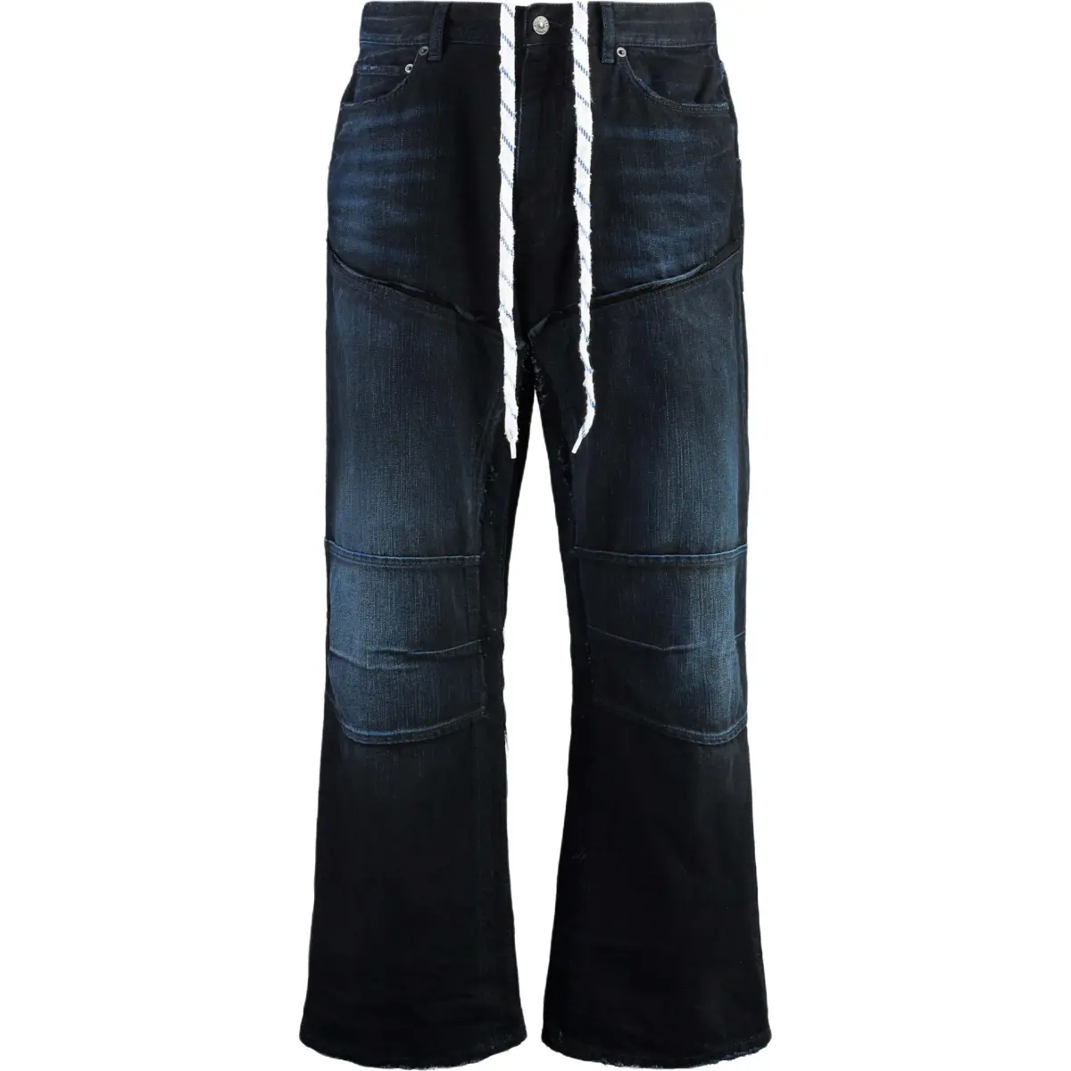 Balenciaga Double Knee Distressed Drawstring Jeans